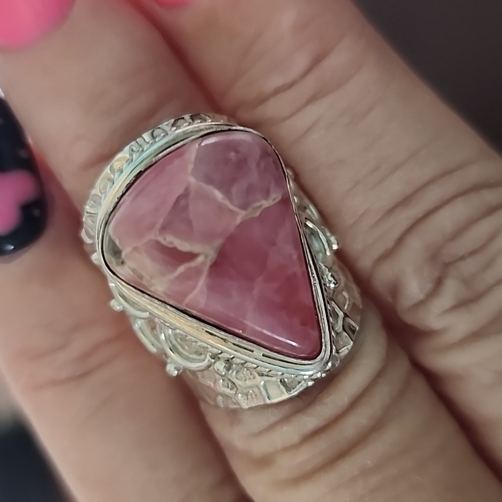 Sterling silver and Rhodochrosite ring
